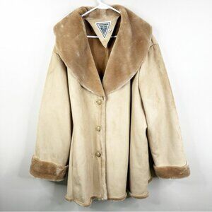Marvin Richards Vintage Faux Suede and Fur Coat Tan Neutral Womens 4X